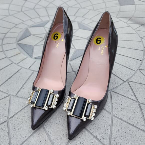 Kate Spade NY Jaylee Patent Leather Jeweled Stiletto Heels 9B